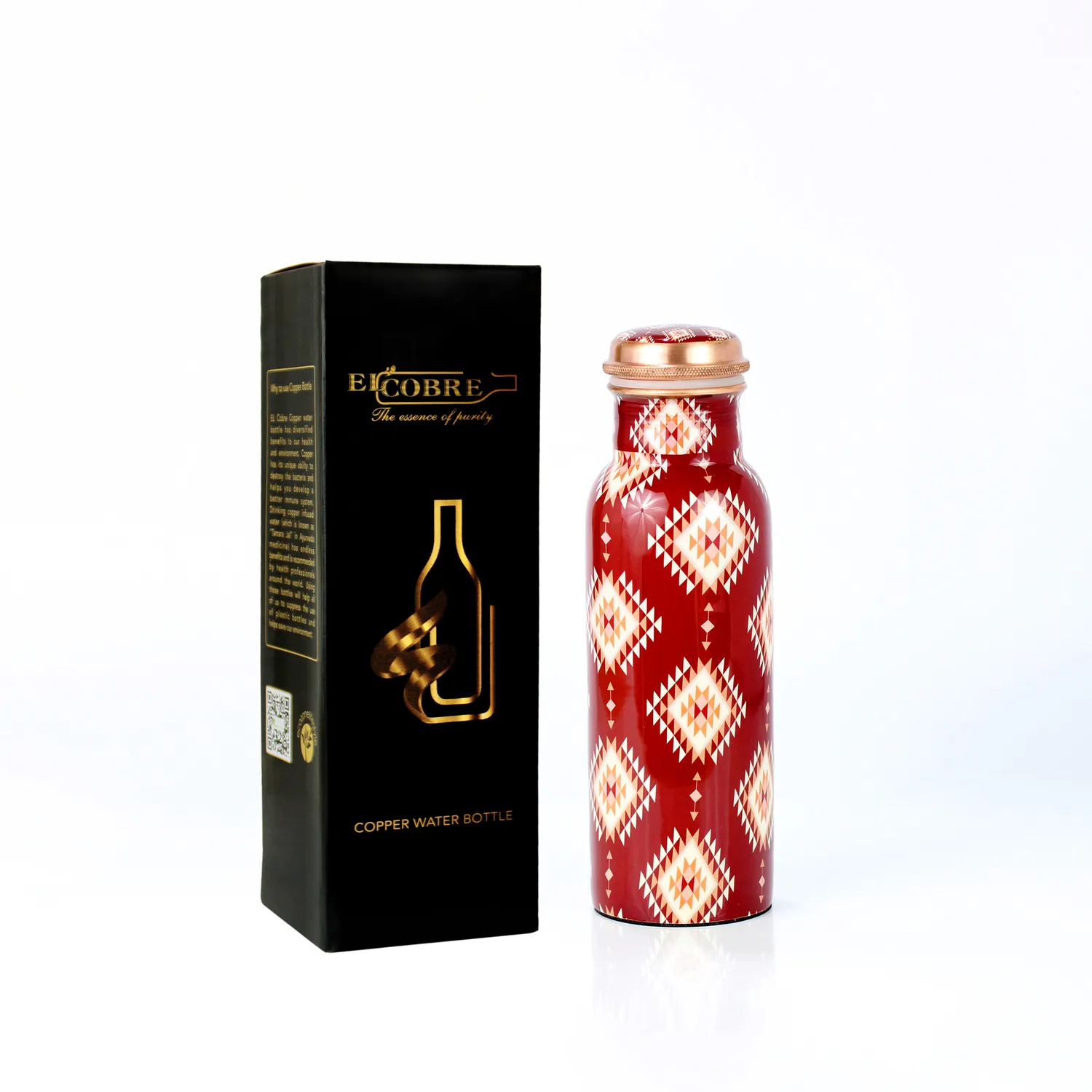 El'Cobre Limited Edition Red Checks kobberflaske 700 ml rødternet