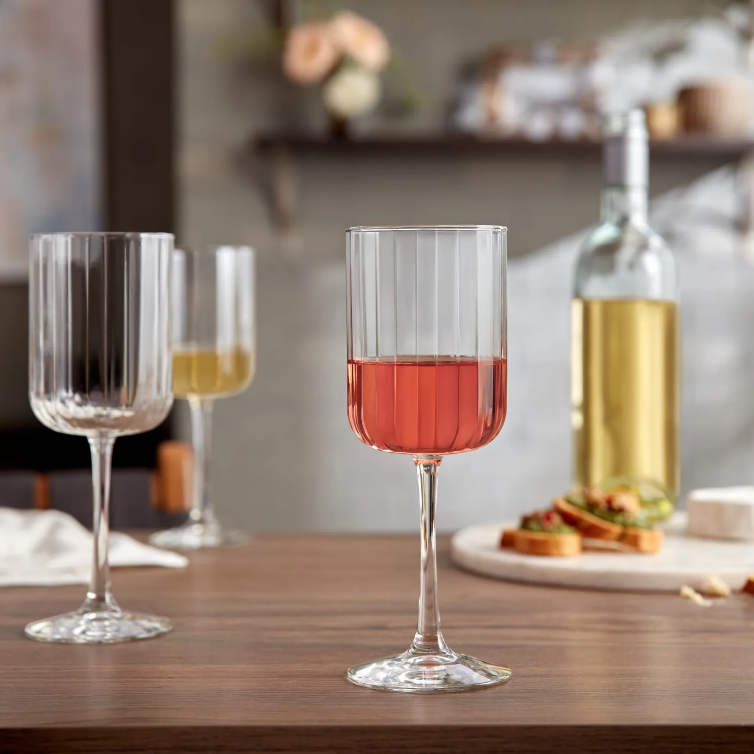 Libbey Paneled vinglas 4 stk 400 ml riflet glas