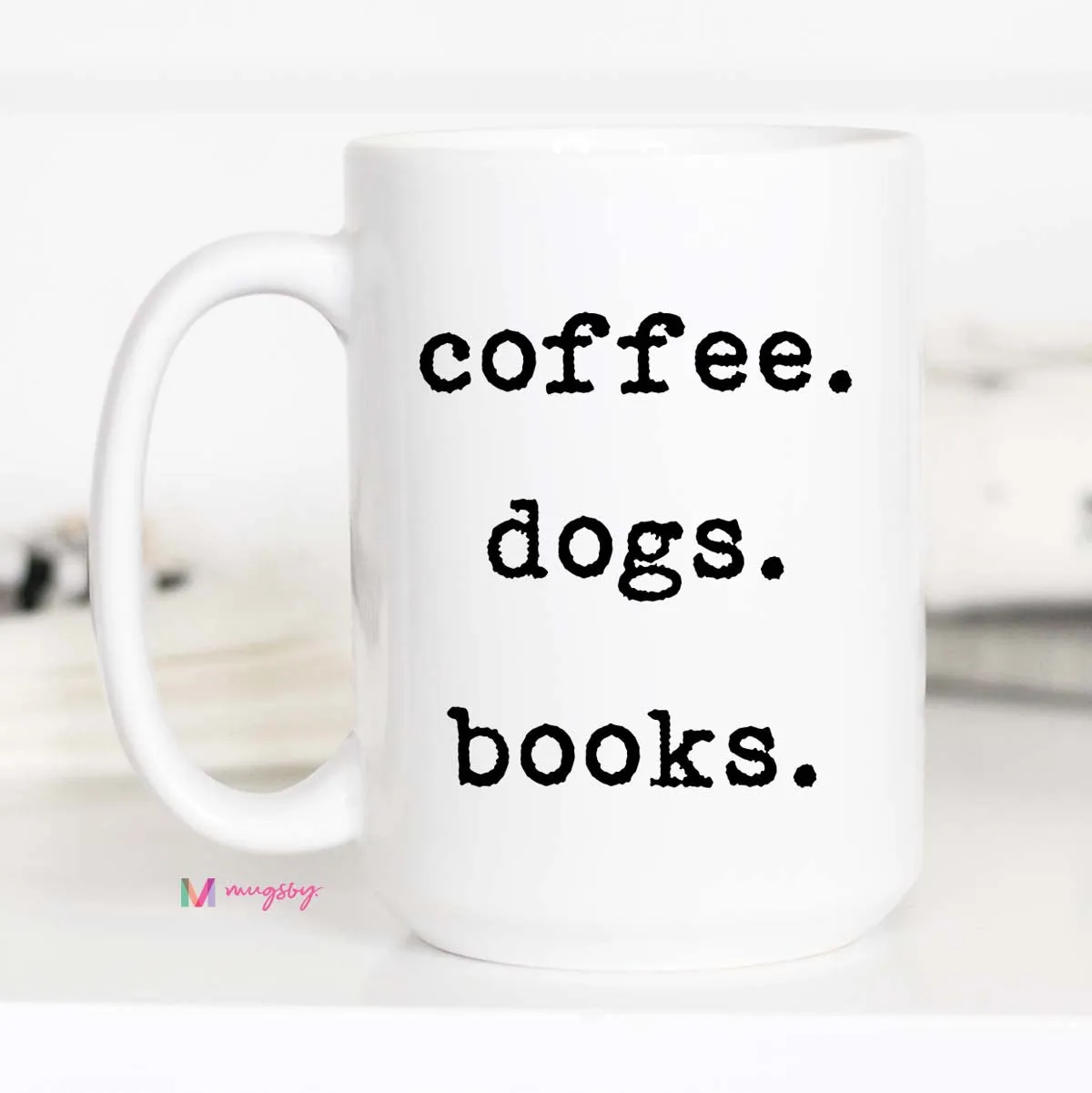Mugsby Coffee Dogs Books krus hvid 325 ml