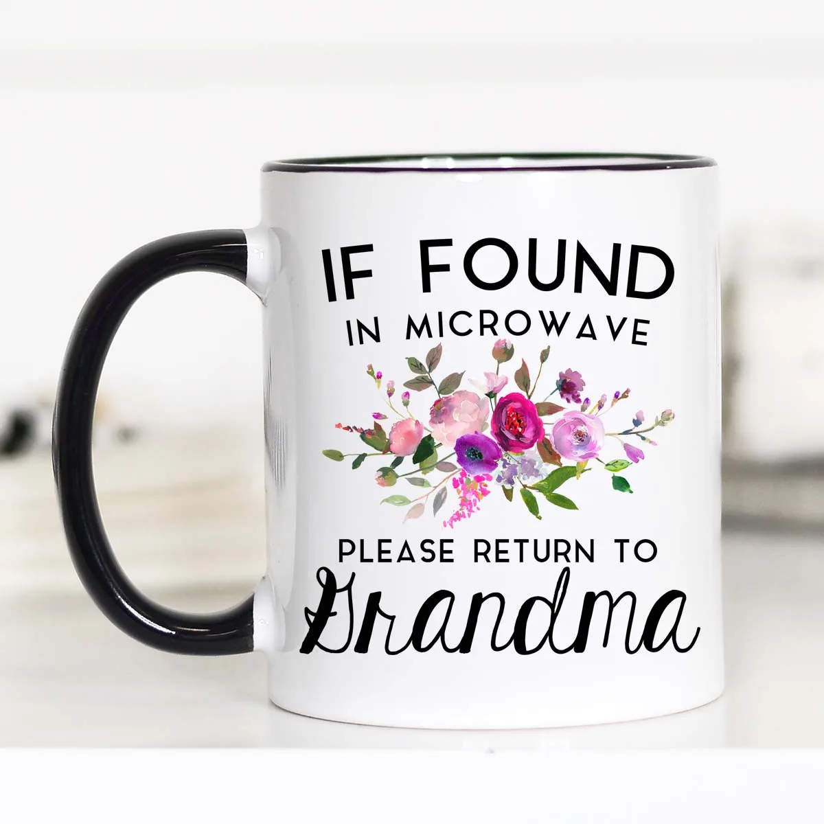 Mugsby Grandma kop hvid keramik 325 ml blomst