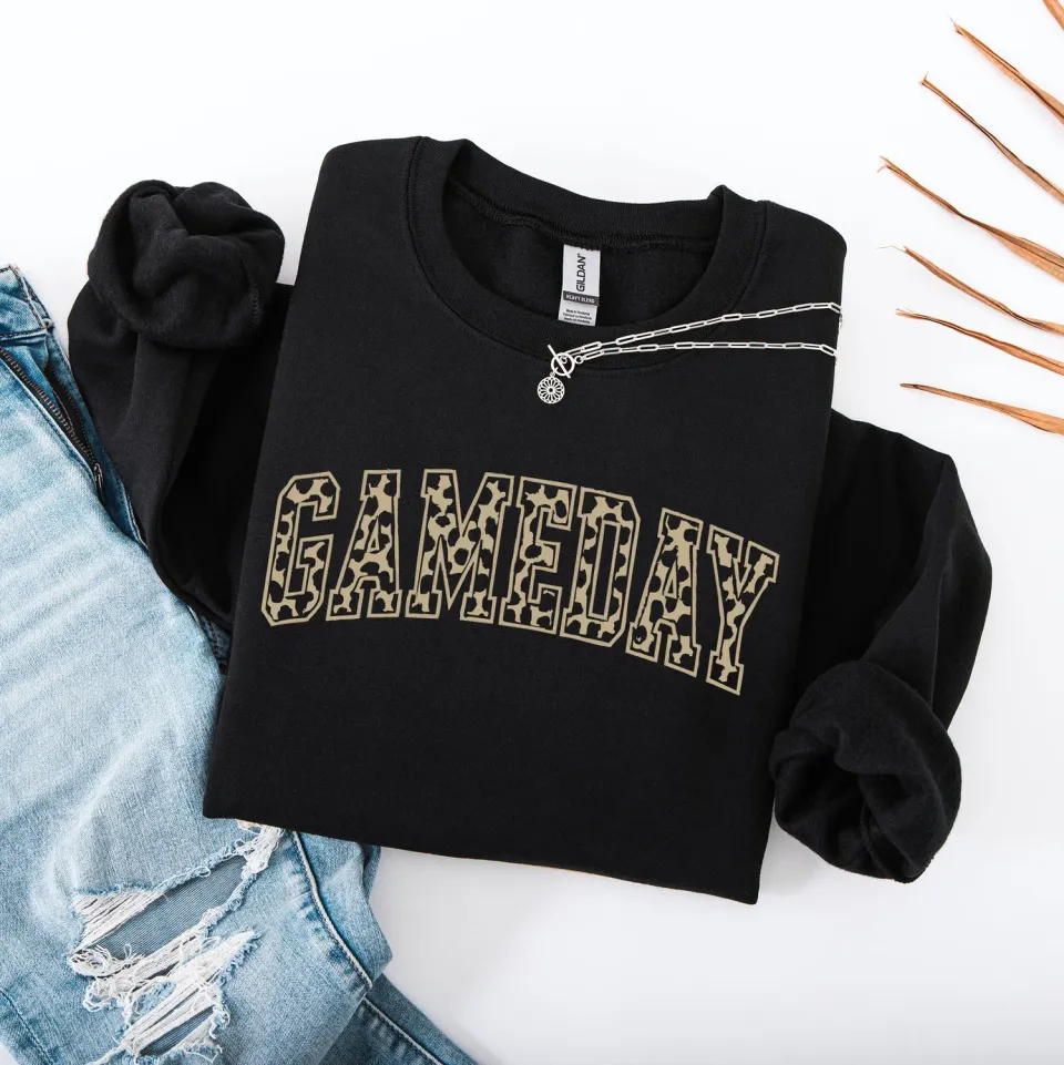 Mugsby Leopard Gameday sweatshirt sort M bomuld
