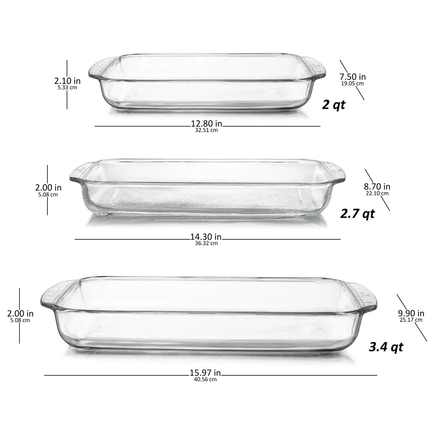 Libbey Baker's Basics ovnfad glas 3 stk rektangulær
