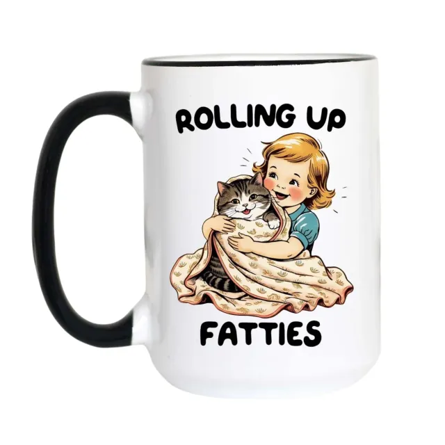 Mugsby Rolling Up Fatties kat kop 11 oz hvid sjov