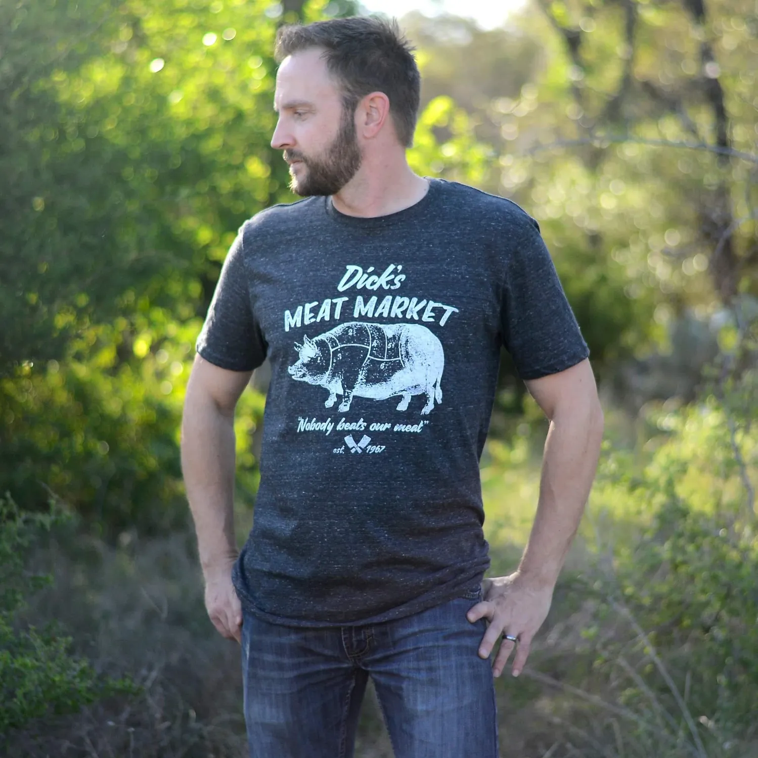 Mugsby Dick's Meat Market Herre T-shirt sort Small