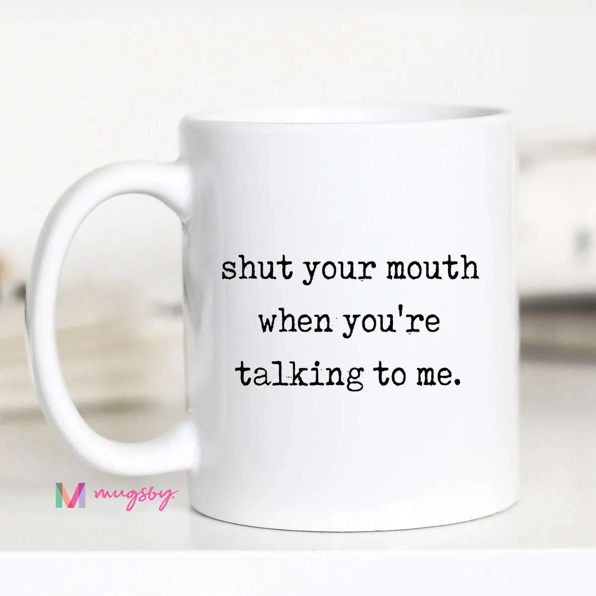 Mugsby Shut Your Mouth krus 325 ml hvid