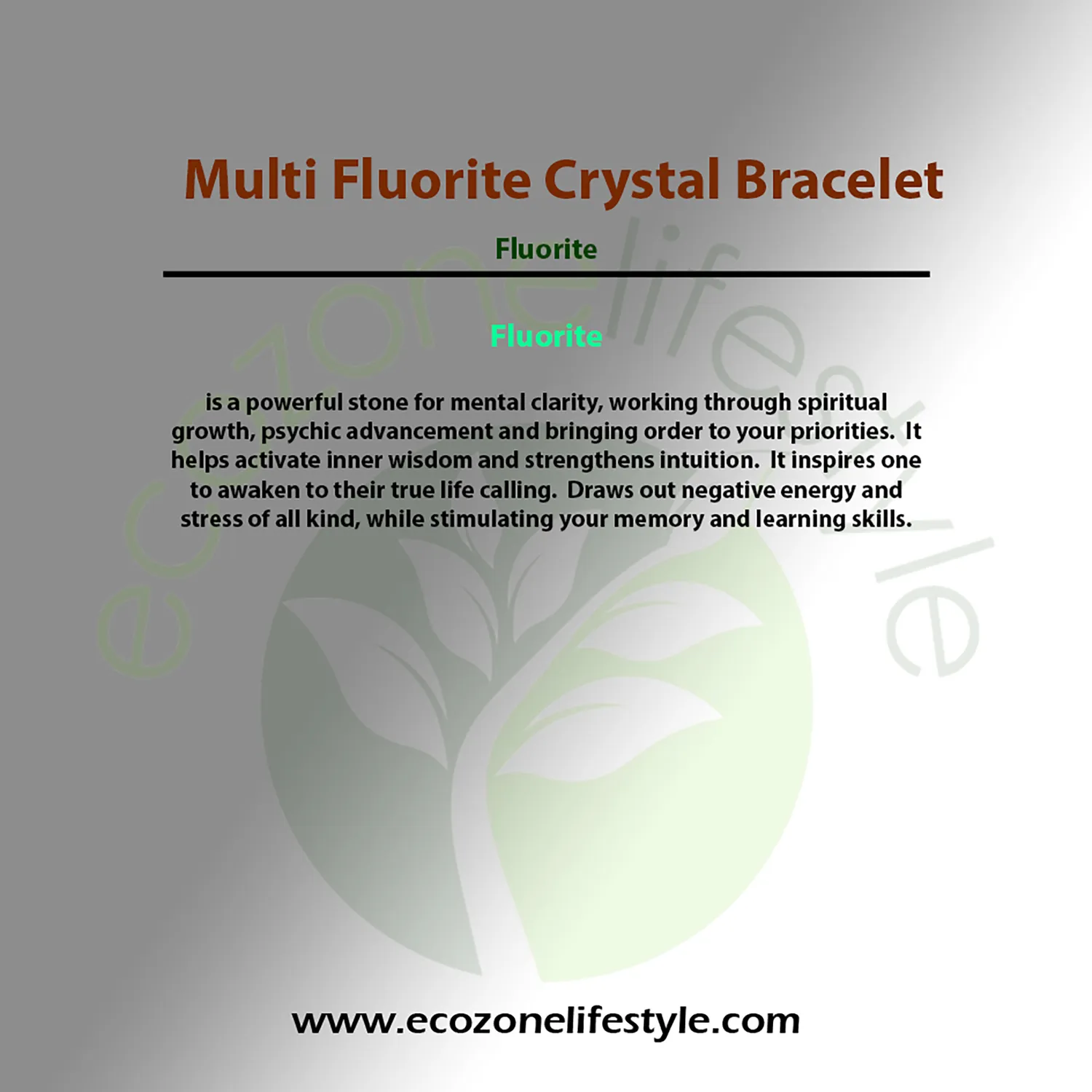 Power Bracelet Multi Fluorite krystalarmbånd 8 mm elastik