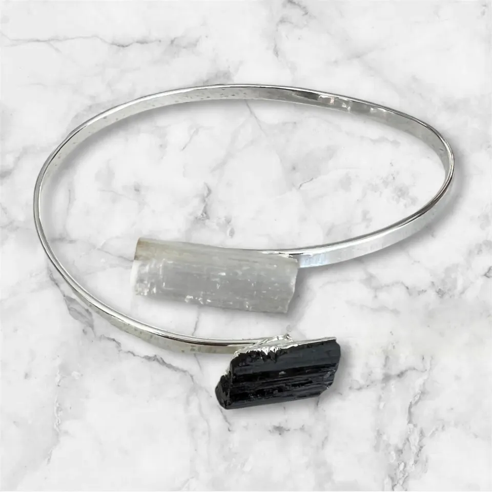 El'Cobre Dual turmalin selenit armbånd sølvbelagt