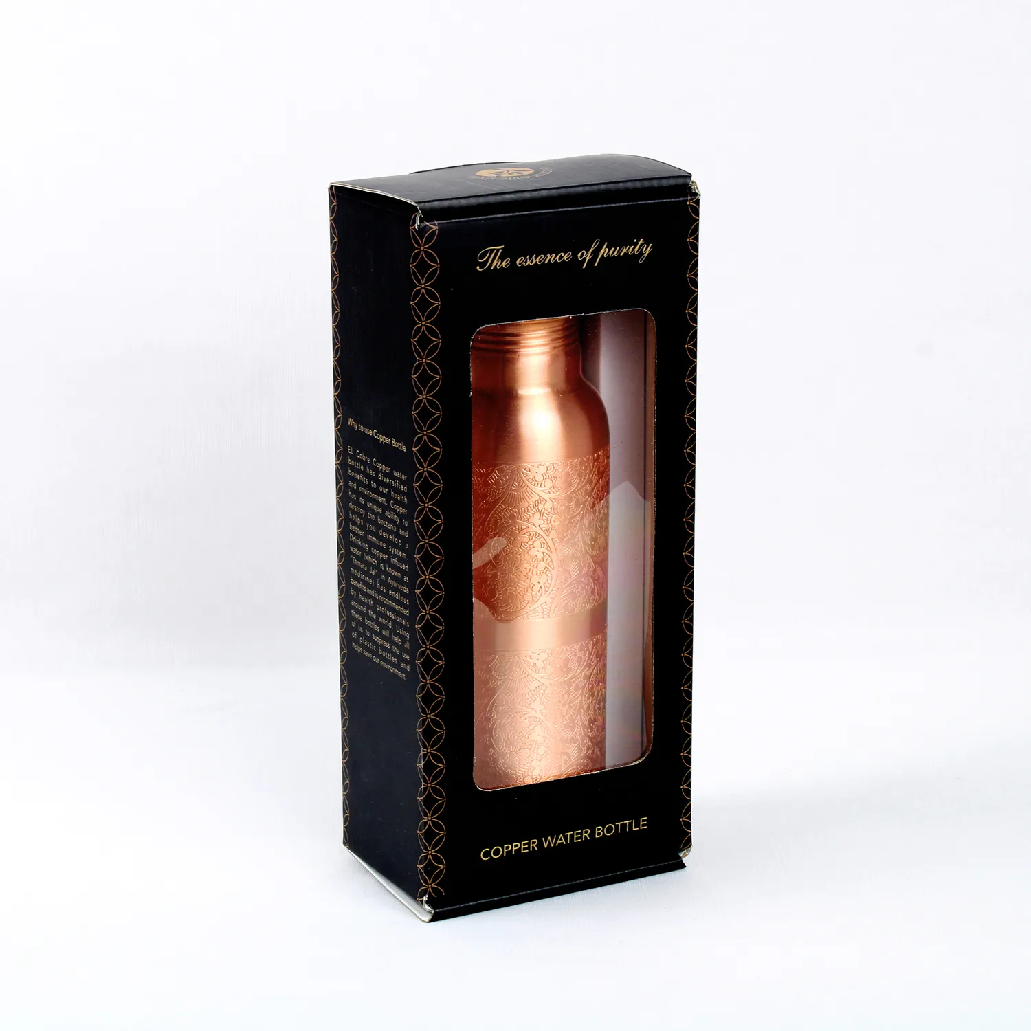 El'Cobre Flower Etching kobberflaske 700 ml blomst