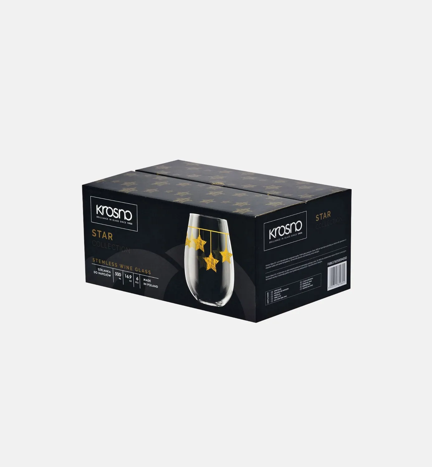 Krosno STAR glas 500 ml med guldstjerner