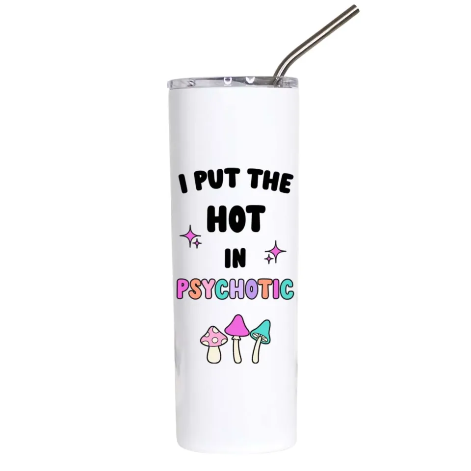Mugsby Hot Psychotic tumbler 591 ml metalsugerør