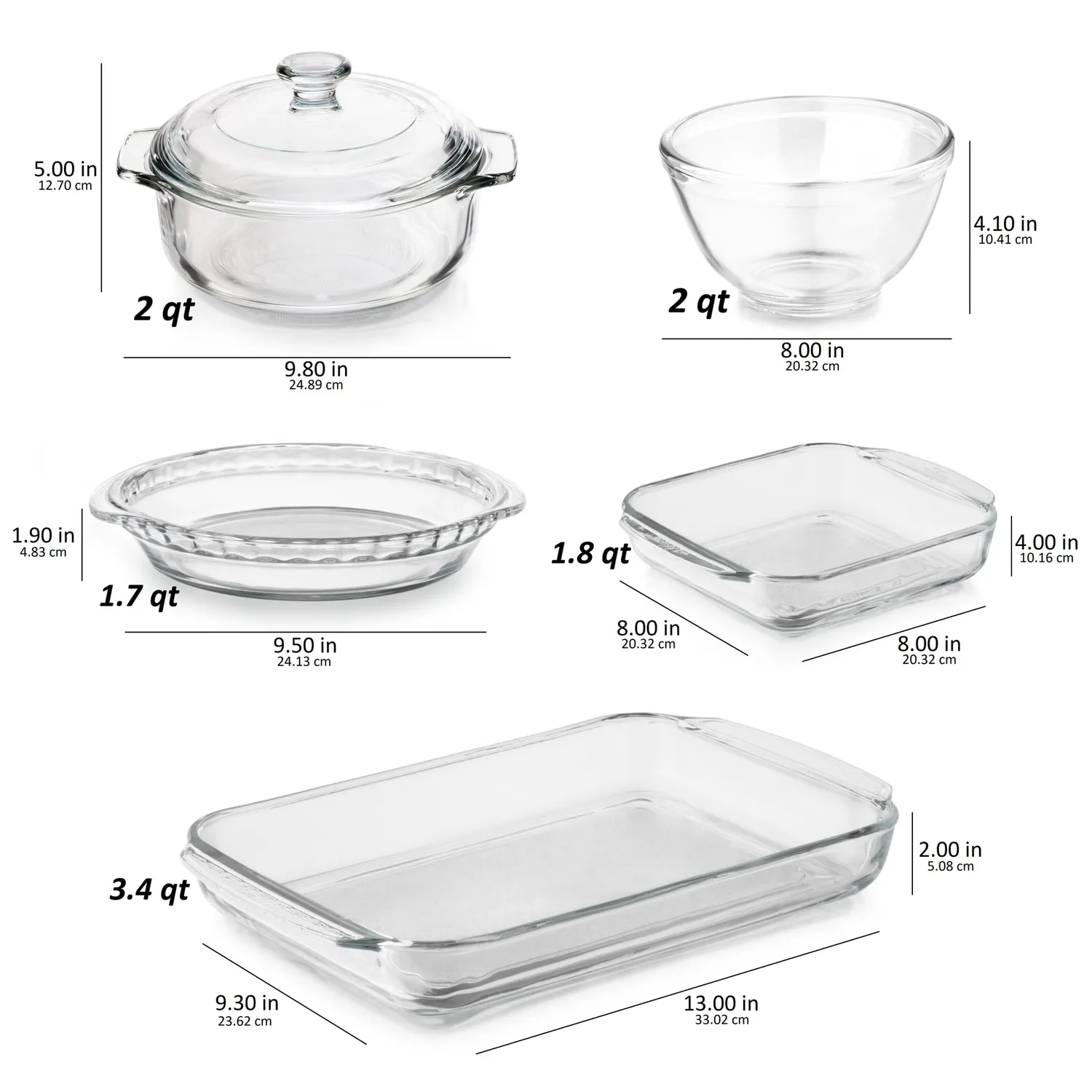 Libbey Baker's Basics ovnfad sæt 5 dele klart glas