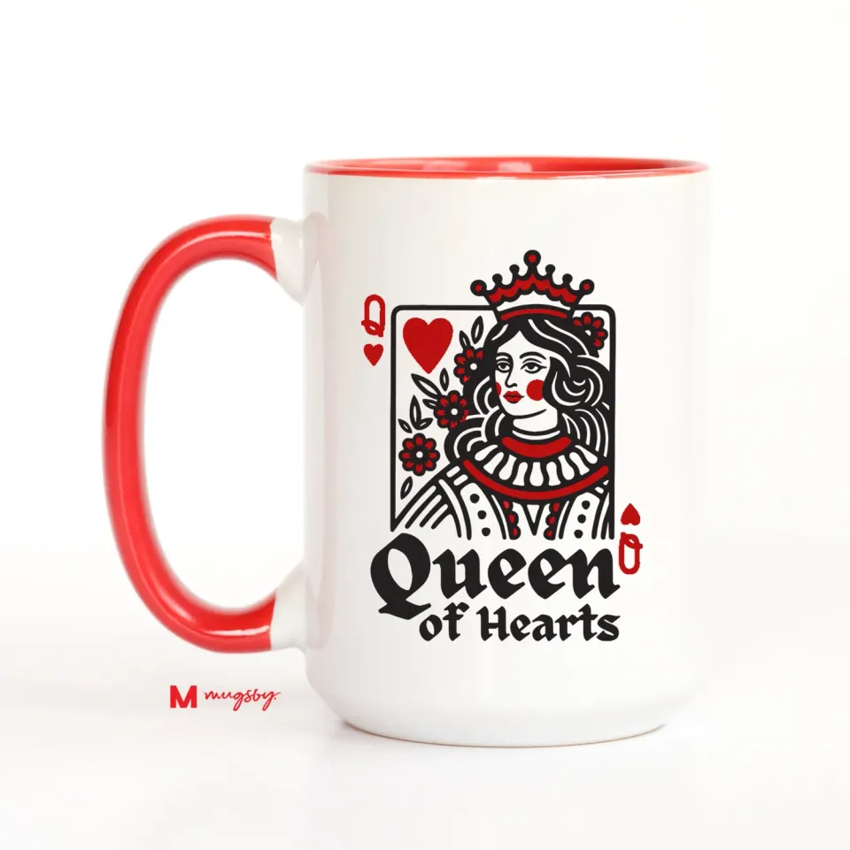 Mugsby Queen of Hearts krus hvid keramik 325 ml
