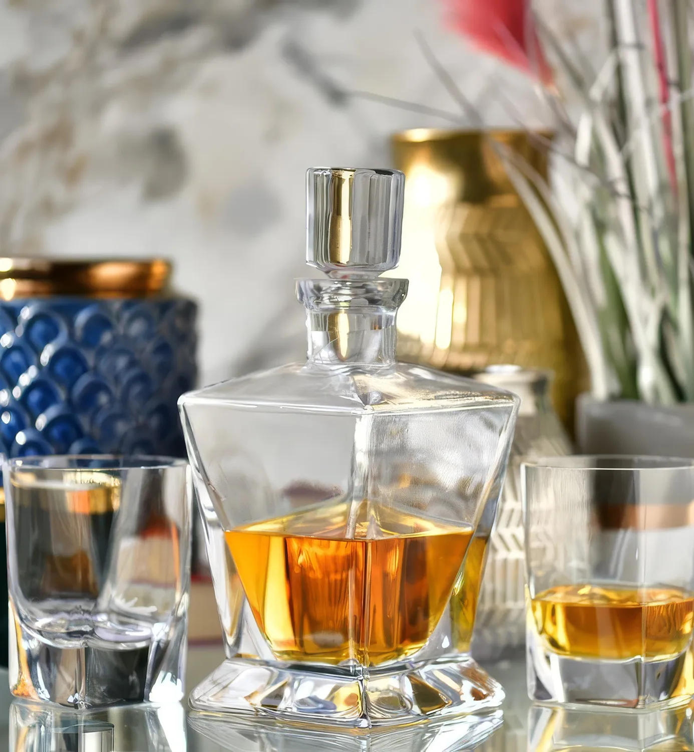 Krosno Caro whiskysæt 7 dele karaffel + glas 280 ml