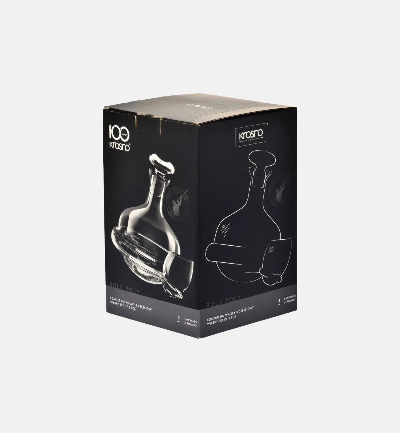 Krosno Roly-Poly whiskysæt 3 dele karaffel
