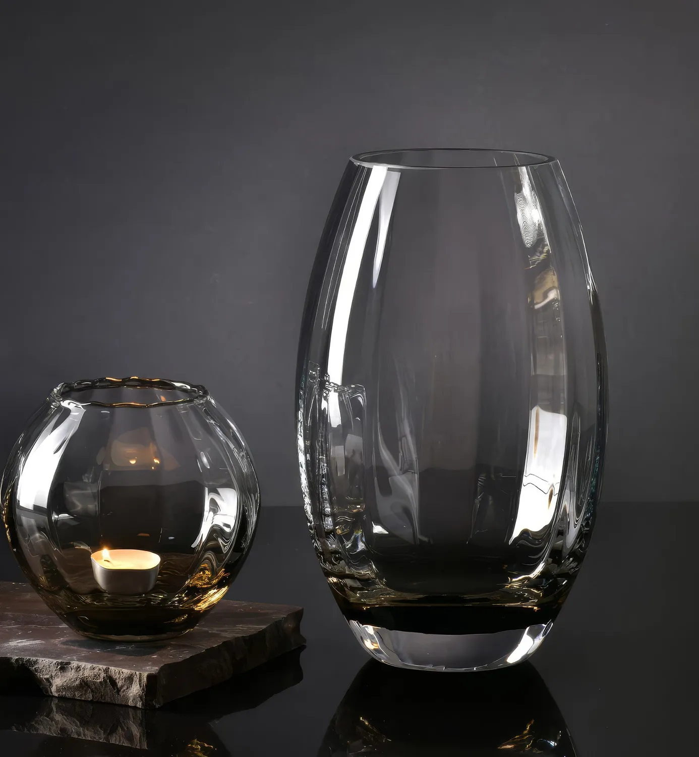 Krosno Gemstone vase 23,5 cm røgfarvet krystal