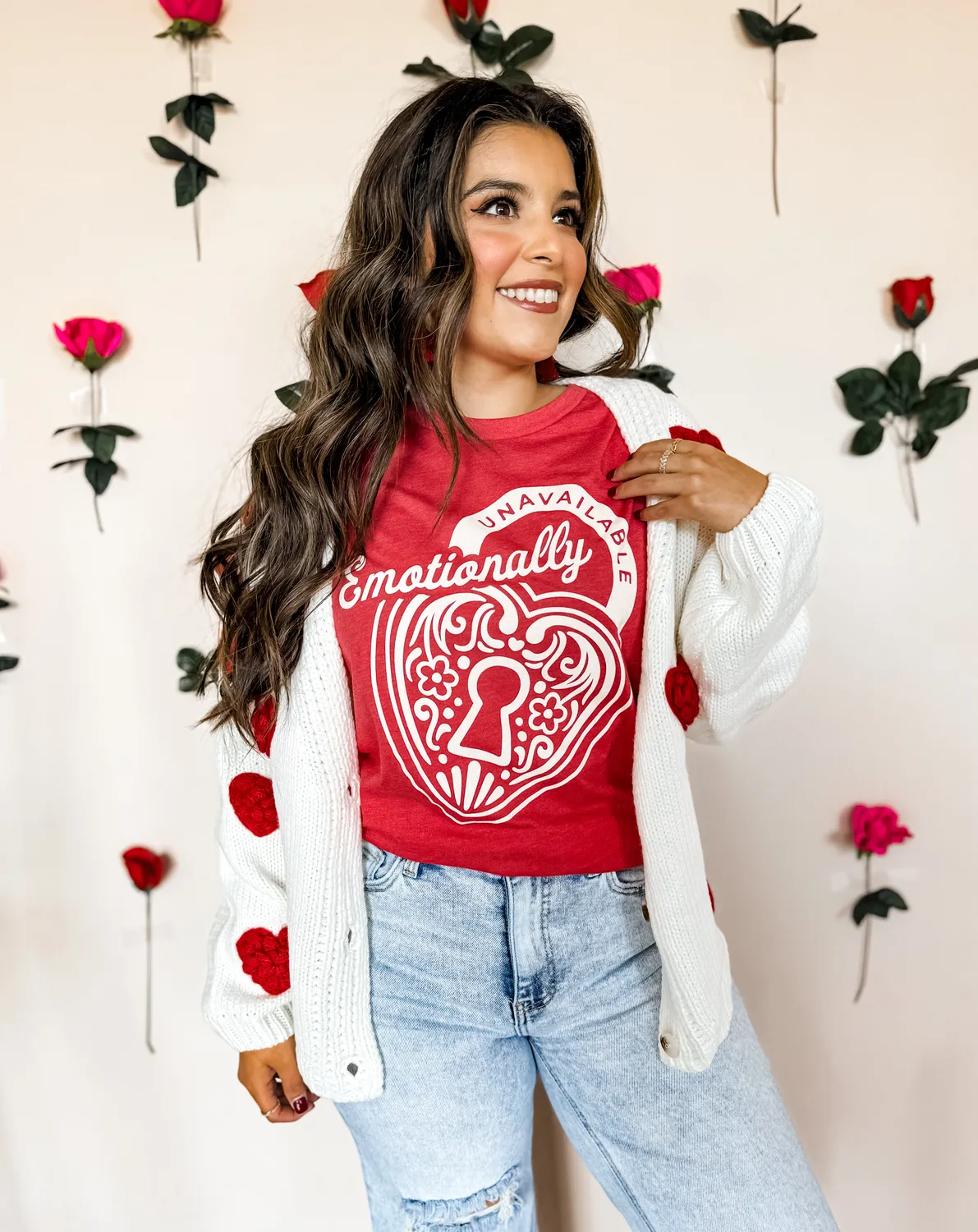 Mugsby Emotionally Unavailable T-shirt rød bomuld