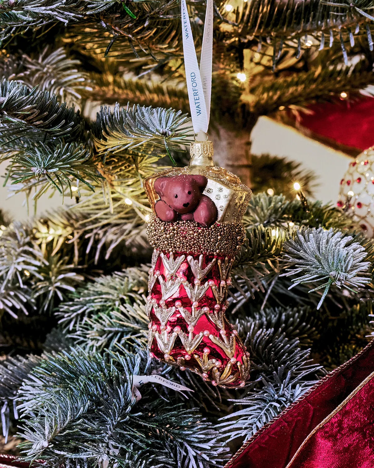 Waterford Holiday Heirlooms strømpe julepynt rød