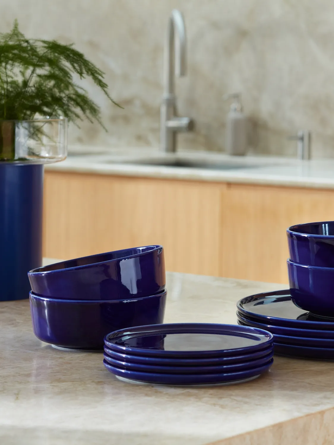 LSA Collective sidetallerken 2 stk cobalt porcelæn