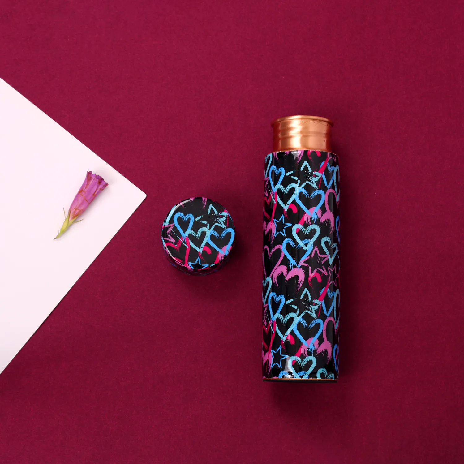 El'Cobre Premium Hearts kobberflaske 500 ml print