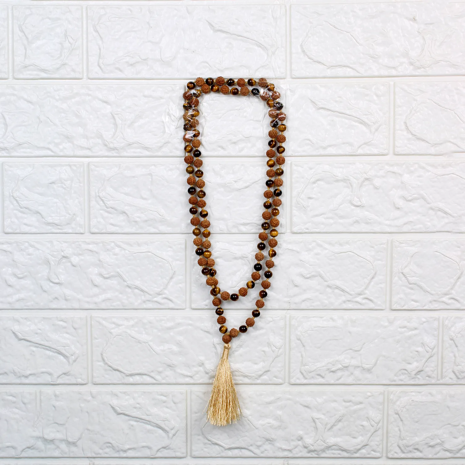 El'Cobre rudraksha tigerøje mala 108 perler