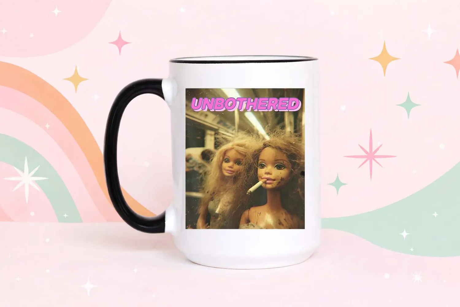 Mugsby Unbothered krus hvid 325 ml meme retro