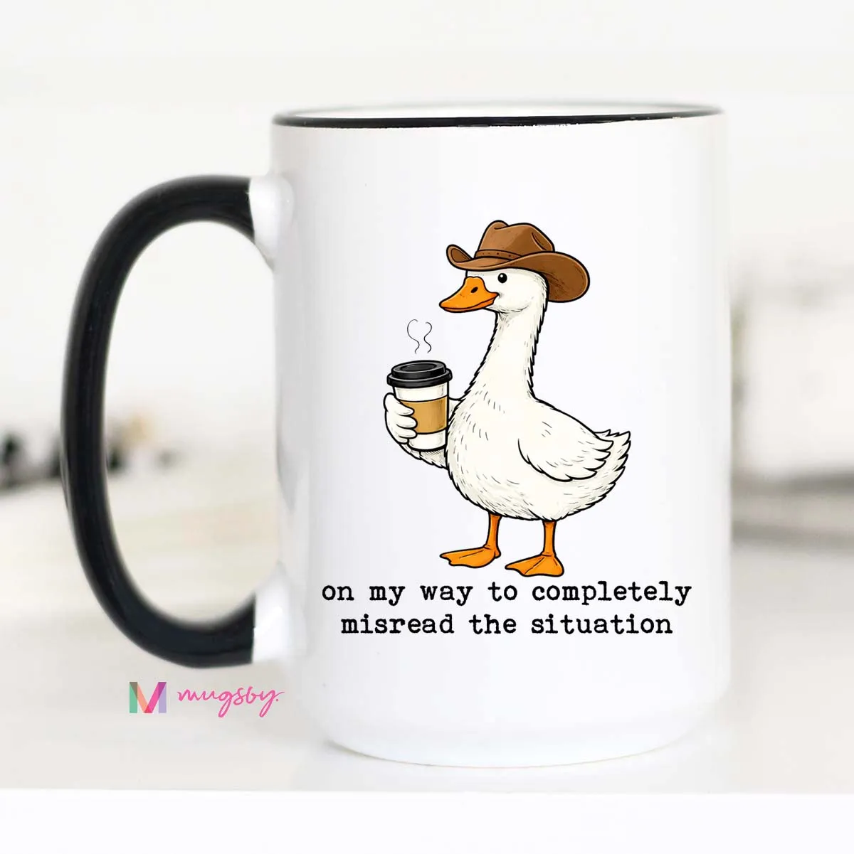 Mugsby Funny Goose keramik kop 325 ml hvid