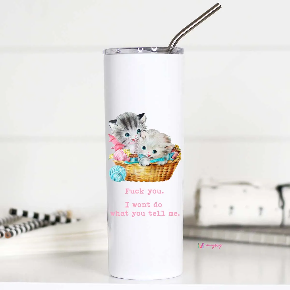 Mugsby Funny Vintage Kitten termokop 591 ml sarkastisk