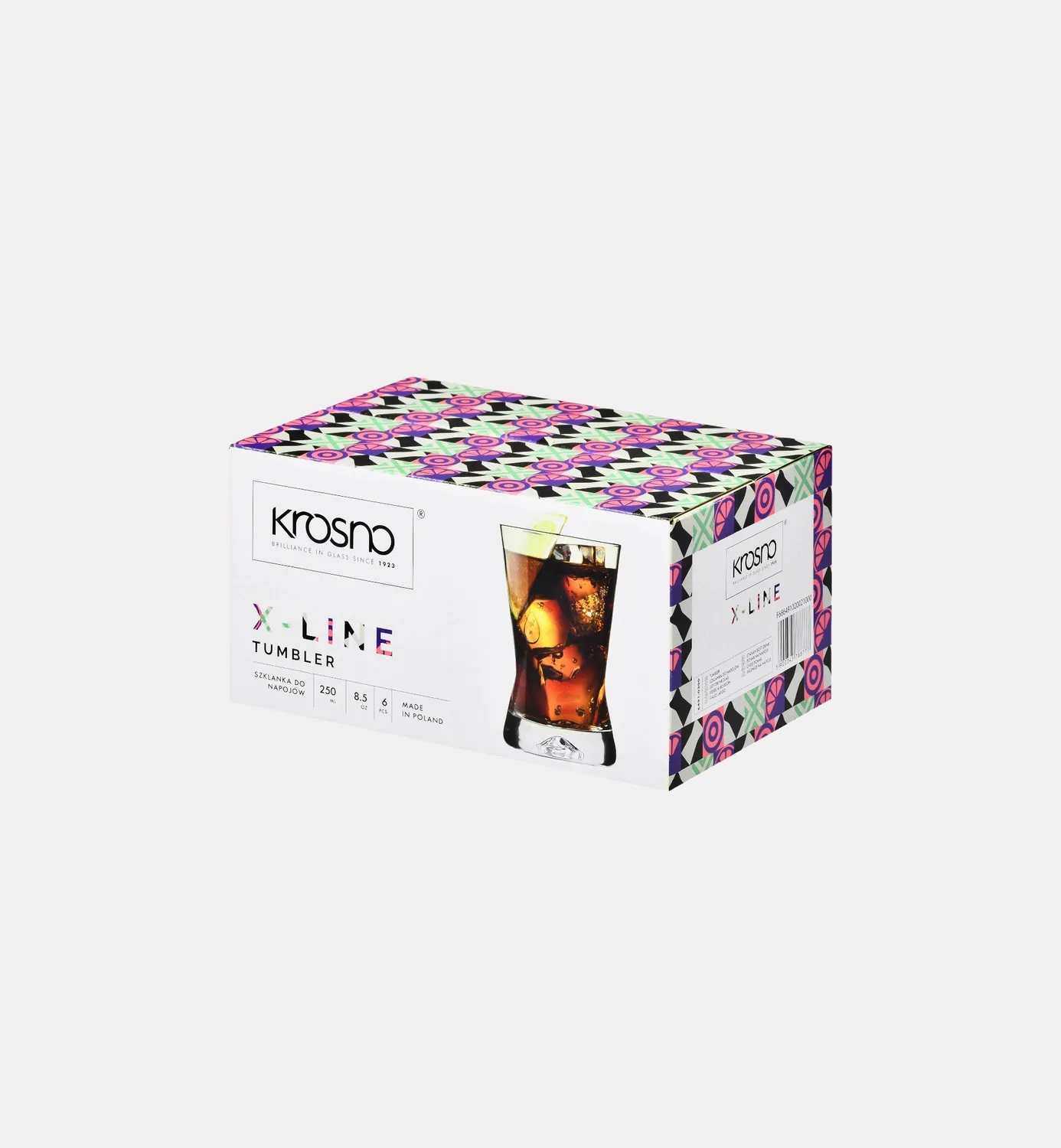 Krosno X-line vandglas 250 ml 6 stk