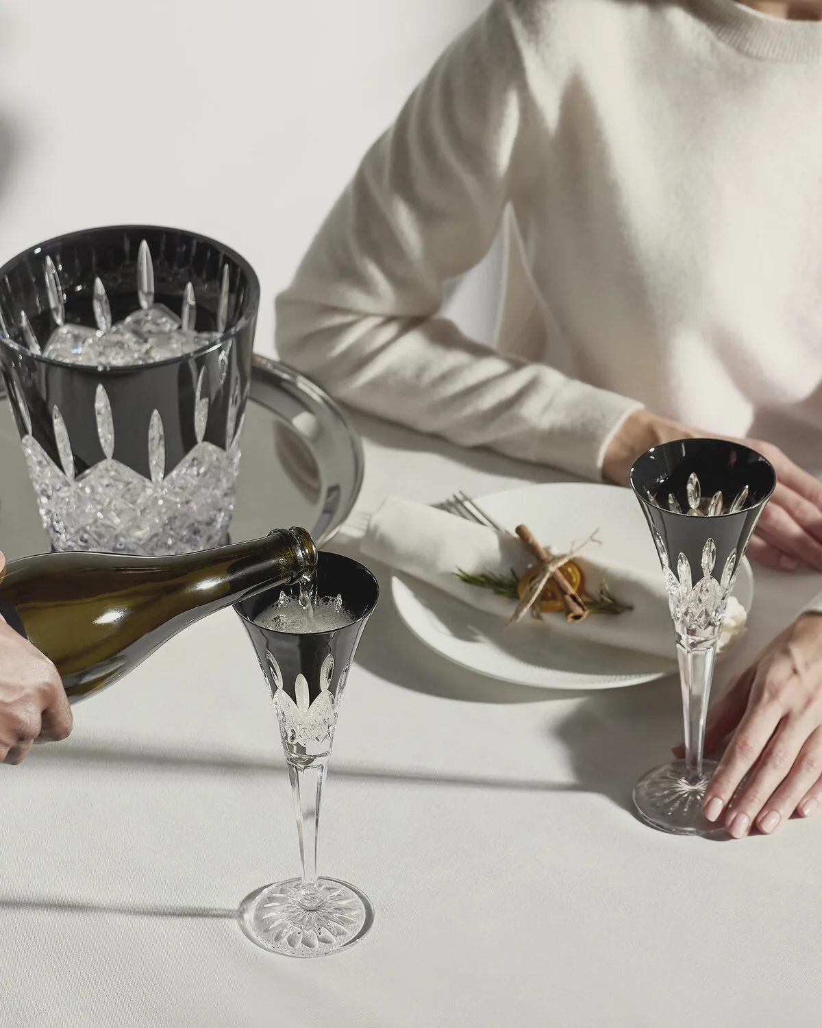 Waterford Lismore Black champagneglas sæt 2 sort krystal