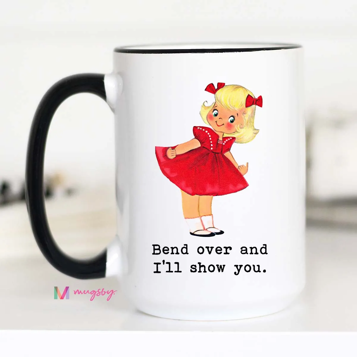 Mugsby Bend Over Kaffekrus hvid keramik 325 ml