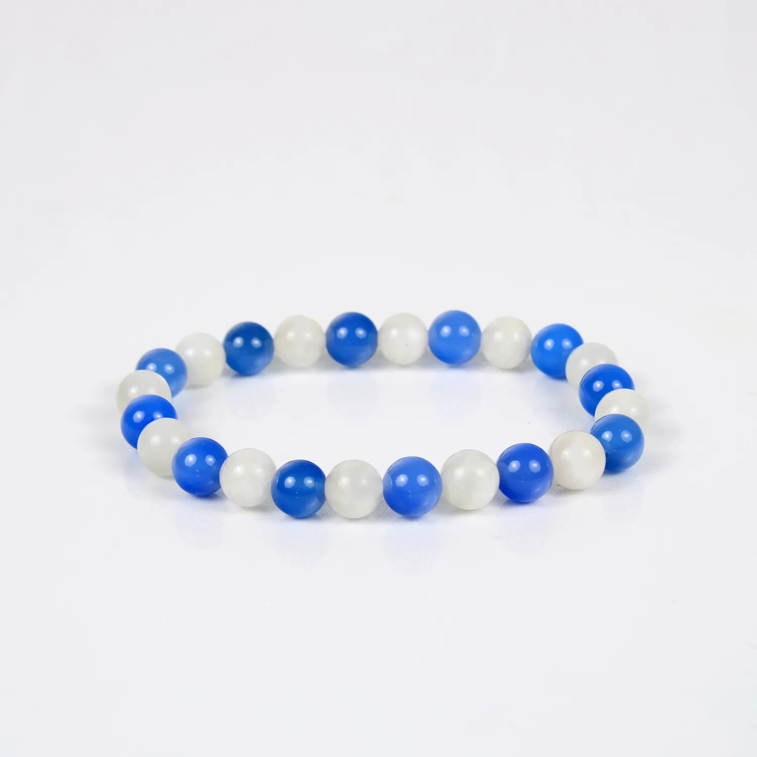 El'Cobre Beauty Crystal armbånd 8mm månesten blå agat