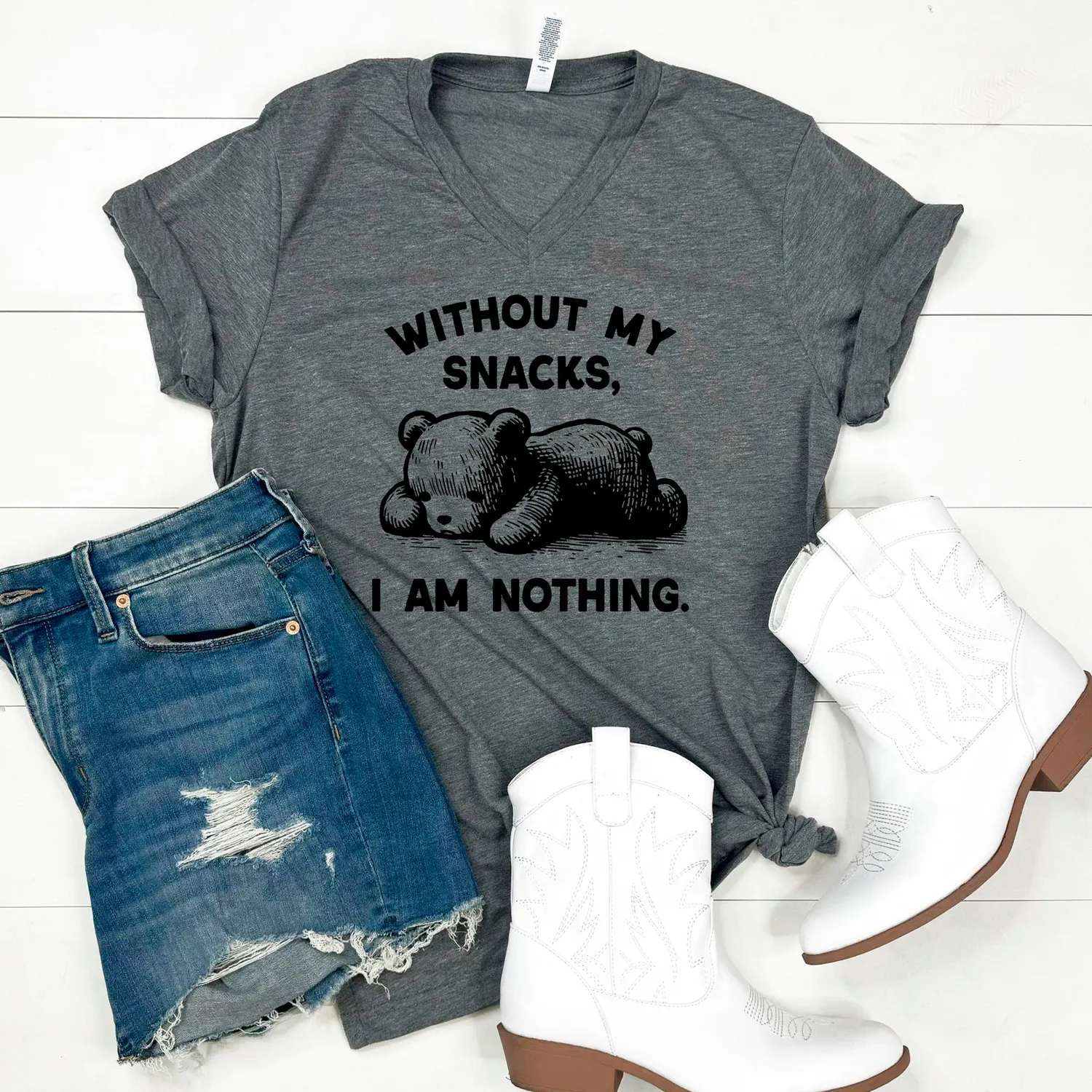 Mugsby Without My Snacks I am Nothing T-shirt Small smoke bomuld