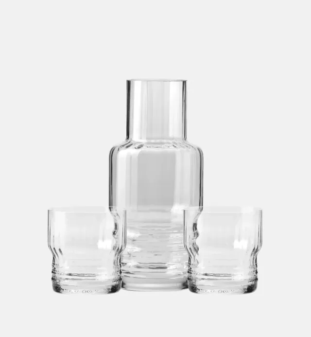 Day&Night vandkaraffel sæt rillet 3 dele glas