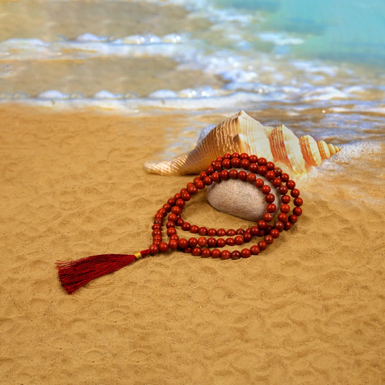 El'Cobre Red Jasper Mala bedekæde 108 perler rød jaspis