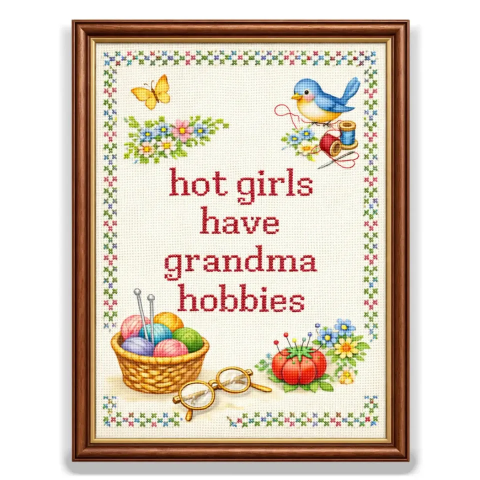Mugsby Hot Girls Have Grandma Hobbies klistermærke 3,5 tommer