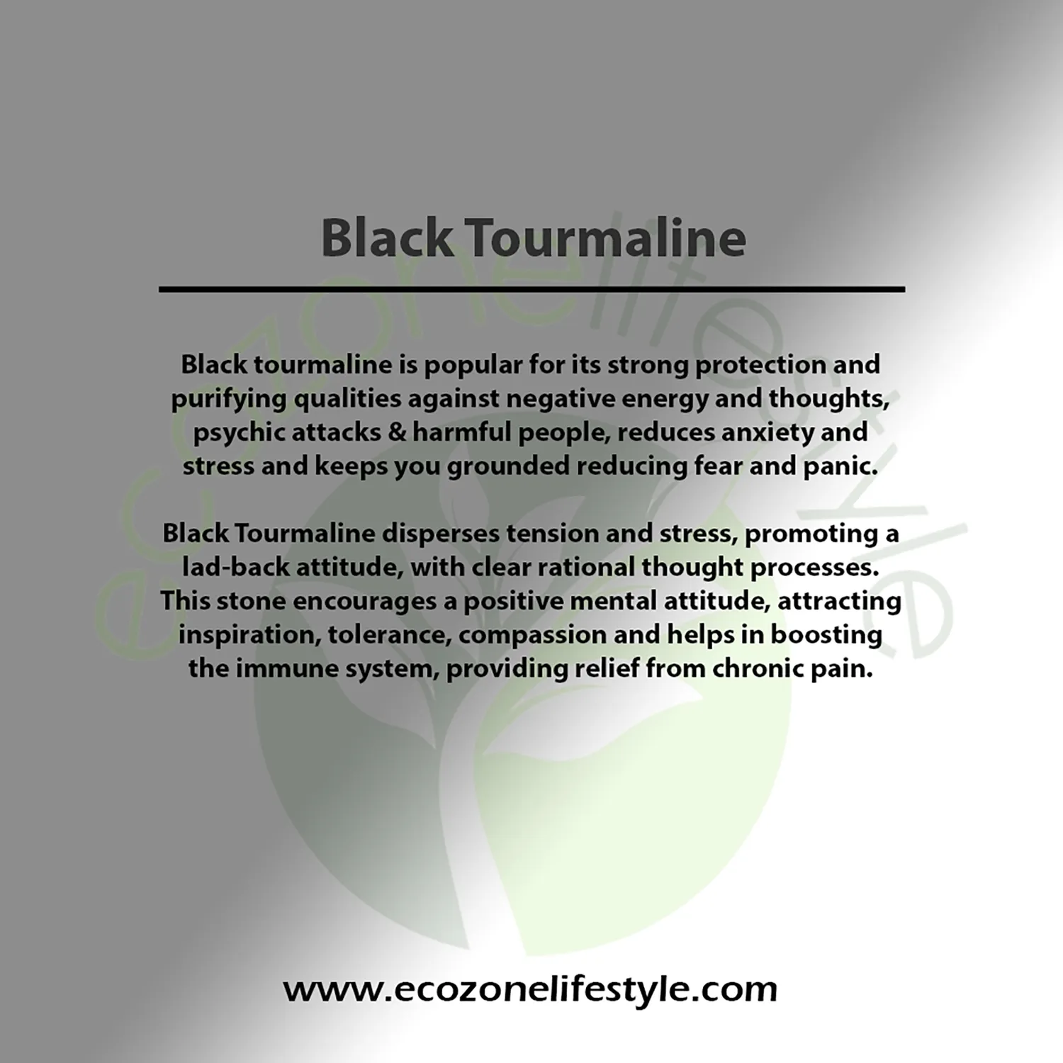 El'Cobre Black Tourmaline Crystal armbånd sort 8mm