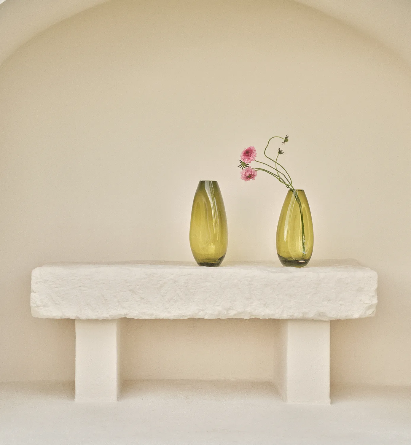 Krosno Flow vase 32 cm oliven mundblæst glas