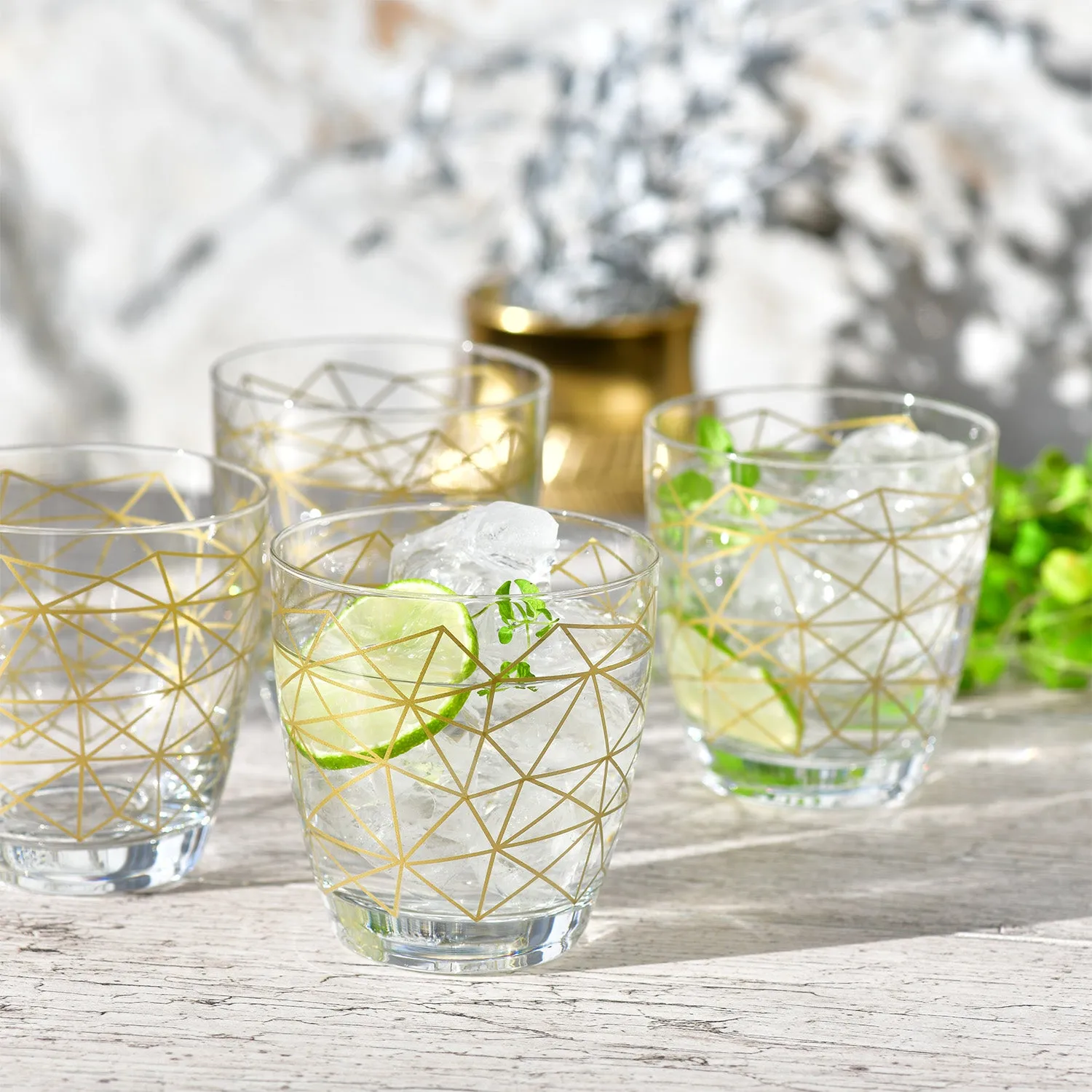 Krosno Pineapples glas 370 ml sort guld dekor