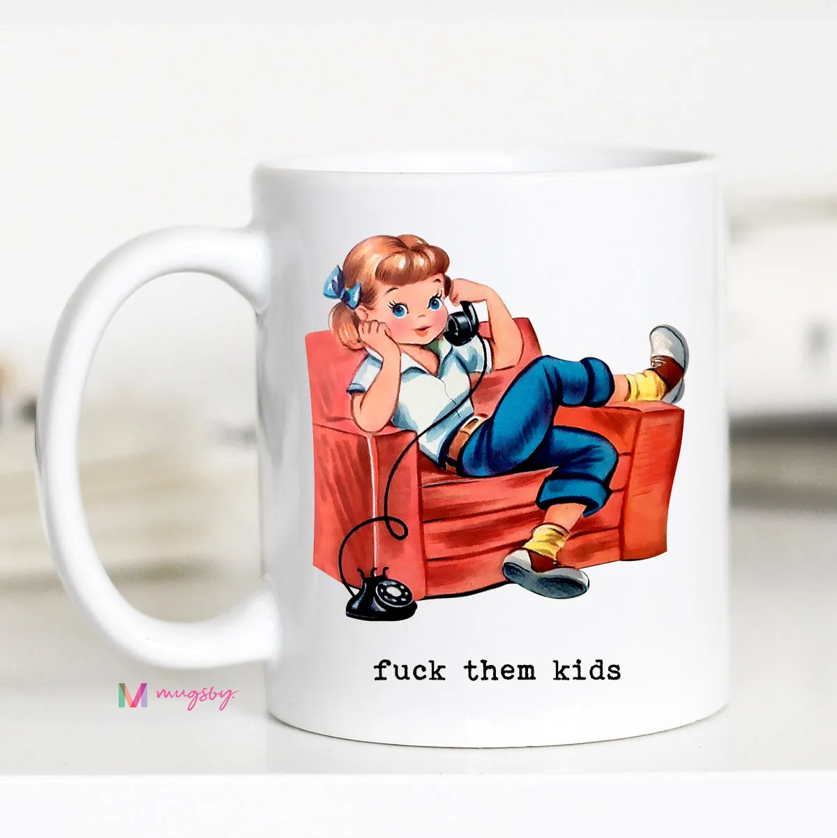 Mugsby Fuck Them Kids kop 325 ml hvid sjov