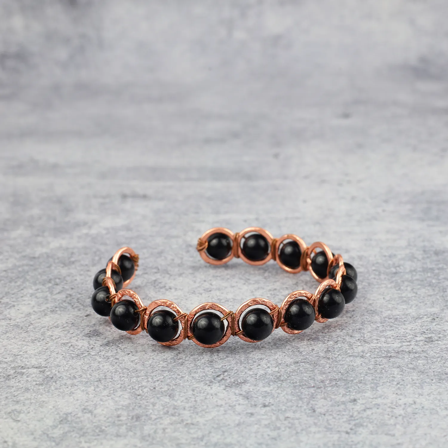 El'Cobre Black Obsidian kobberarmbånd cuff