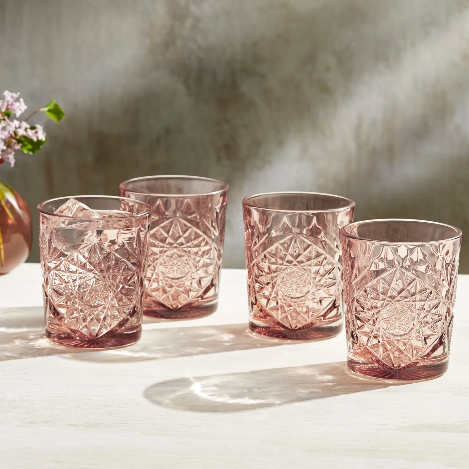 Libbey Hobstar whiskyglas 4 stk rosa 355 ml
