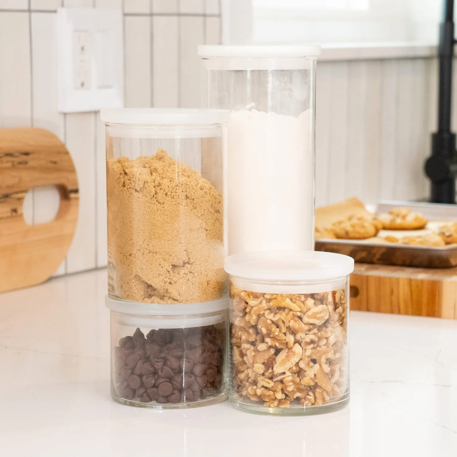 Libbey Stacking Cylinder opbevaringsglas 4 stk med låg