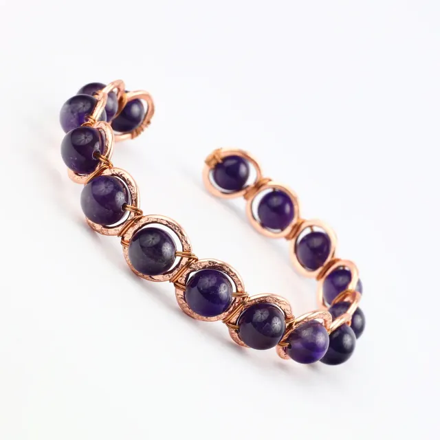 El'Cobre Copper Amethyst krystal armbånd åben kobber