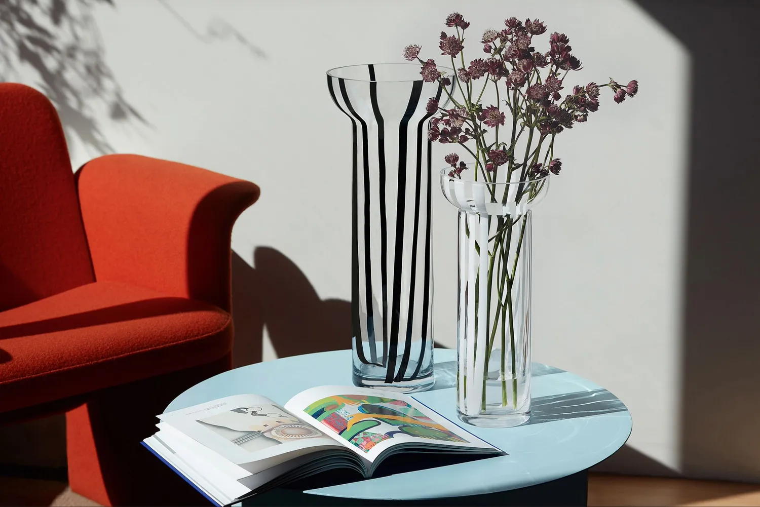 LSA Stripe vase mundblæst glas sort stribet
