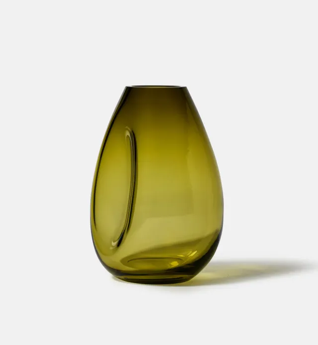 Krosno Flow vase olivengru00f8n 20 cm mundblu00e6st glas