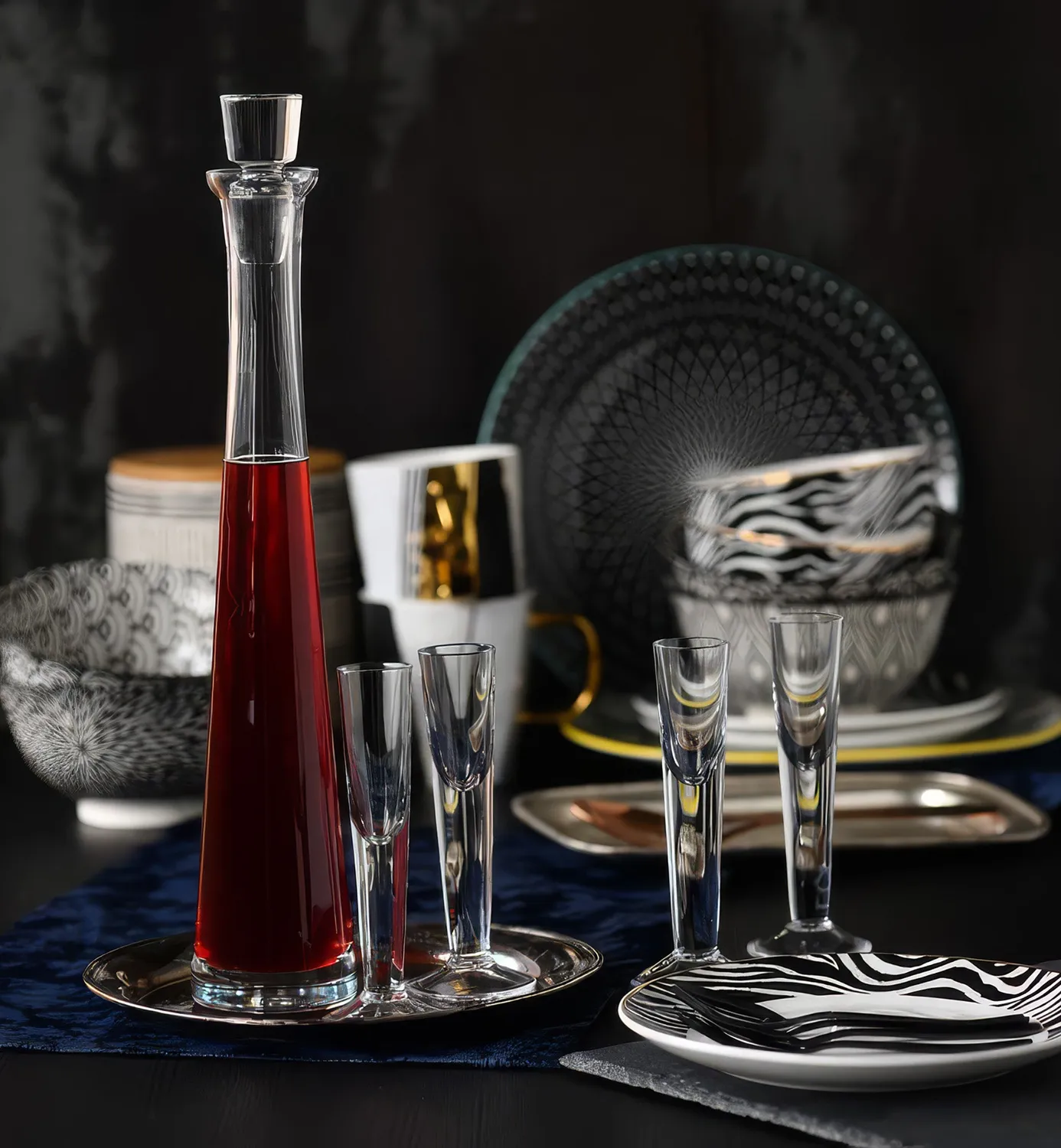 Krosno Empire likørsæt glas 7 dele håndlavet