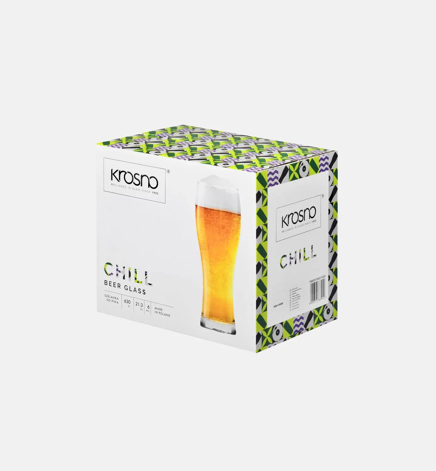 Krosno Chill ølglas højt 500 ml 6 stk klart