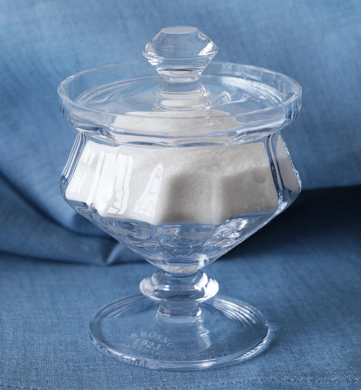 Krosno Heritage sukkerskål 17 cm krystal med låg