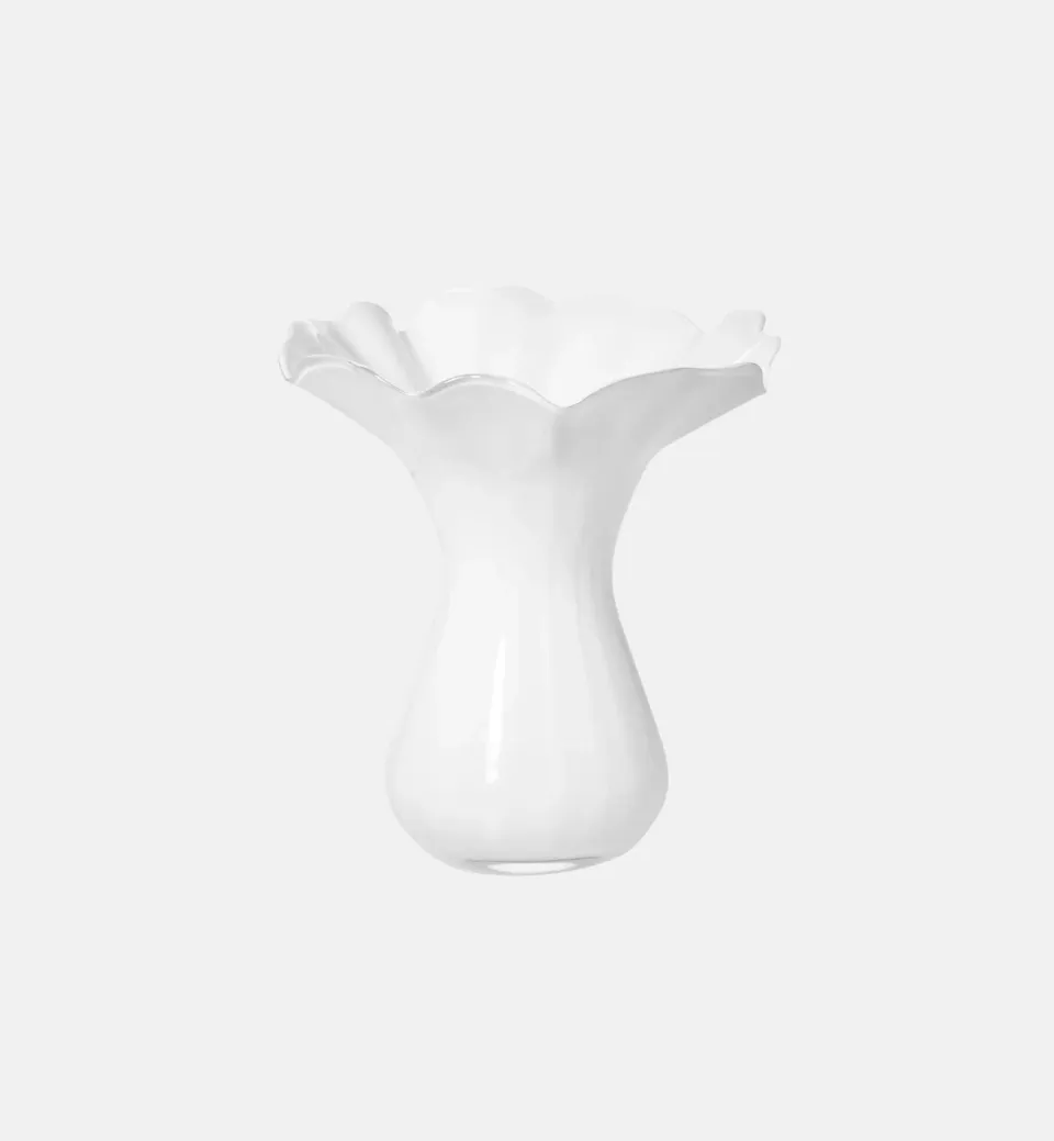 Krosno Ruffled vase 28 cm hvid glas