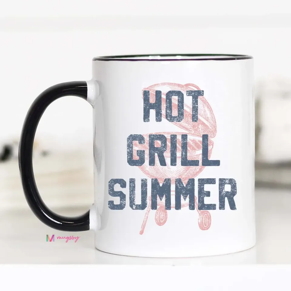 Mugsby Hot Grill Summer krus 325 ml hvid keramik